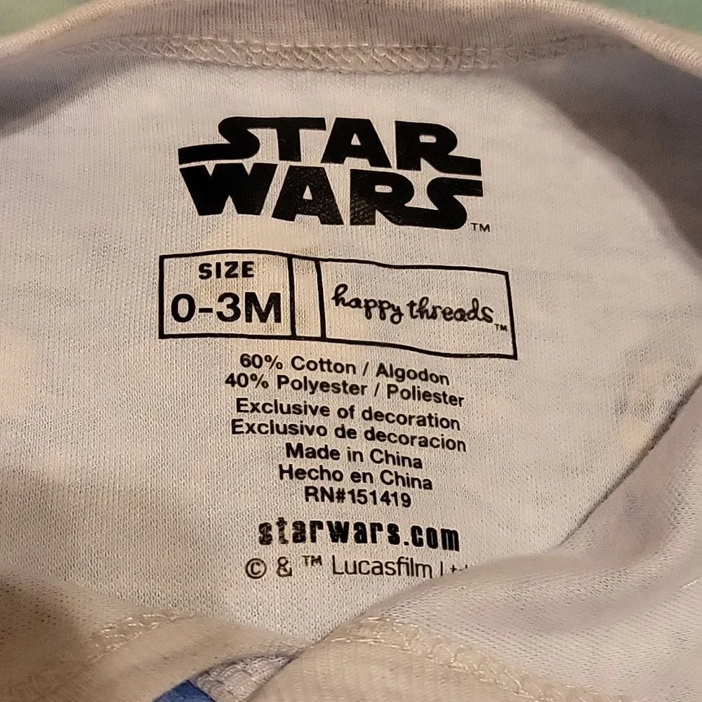 Star Wars Disney footed onesie blue/gray size 0-3 months NWT